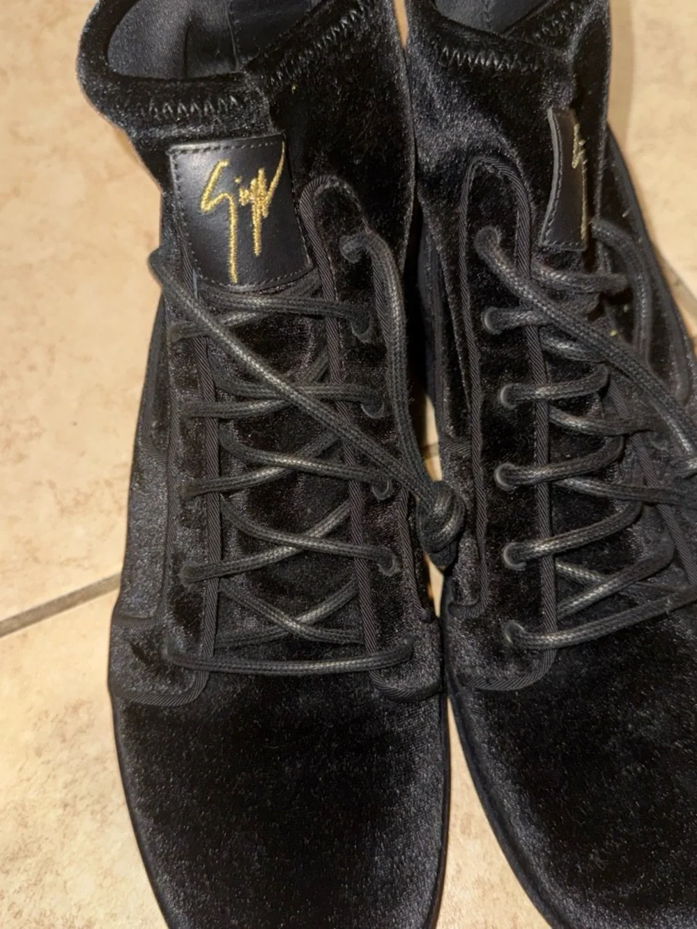 Giuseppe Zanotti Black Slip-On Rubber Sole Loafers